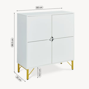 Sideboard Reyri 90x80x35 cm Bílá/Zlatá [en.casa]