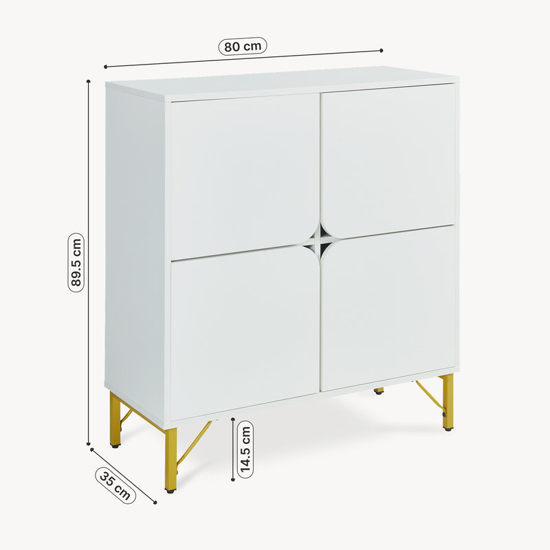 Maßskizze Sideboard Reyri 90x80x35 cm Bílá/Zlatá [en.casa]