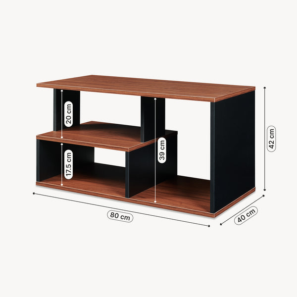Konferenční stolek Trond 80x40x42 cm Černá/ ořech [en.casa]