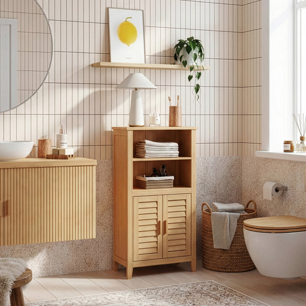 Přístavný skříň Rirg 92x50x25 cm bambus přírodní [en.casa]