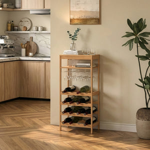 Regál na víno Fillby 100x47x29 cm bambus přírodní [en.casa]