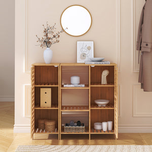 Přístavný skříň Hakseri 2dílný 87x99x33 cm bambus přírodní [en.casa]