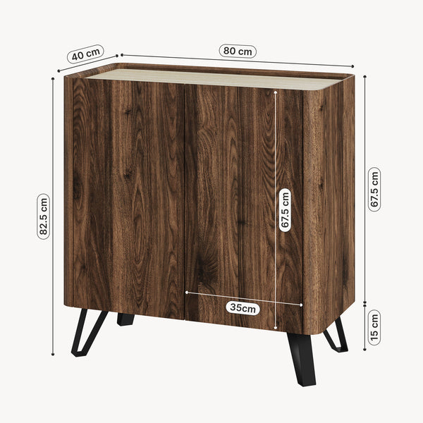 Komoda Trorlon 83x80x40 cm ořechový vzhled/travertin [en.casa]