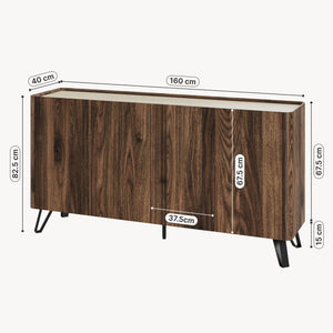Sideboard Trorlon 160x40x83 cm ořechový dekor/travertin [en.casa]