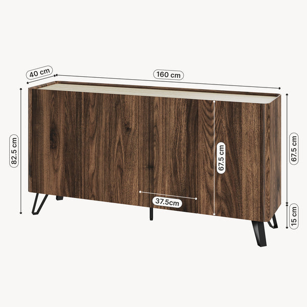 Sideboard Trorlon 160x40x83 cm ořechový dekor/travertin [en.casa]