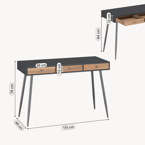 Psací stůl Tumba 115x48x76 cm Černá/optika ořech [en.casa]