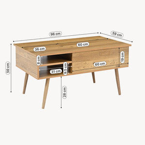 Konferenční stolek Vasdabod s výsuvnou deskou 96x59x50 cm dubový dekor [en.casa]