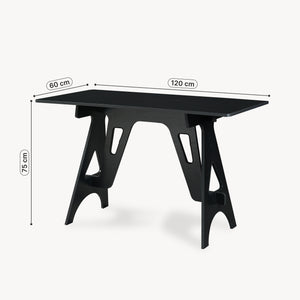 Psací stůl Bostenenna 120x60x75 cm černý s dřevěnou strukturou [en.casa]