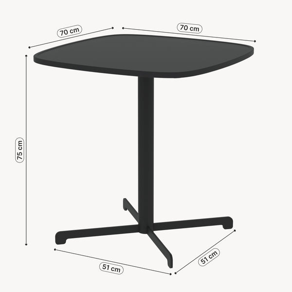Venkovní bistro stůl Foggia 75x70x70 cm ocel antracitová šedá [casa.pro]