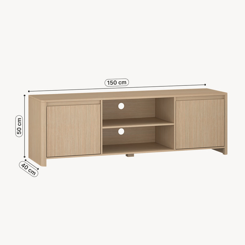 Měřítkový nákres Televizní skříň Takranmaa 150x40x50 cm dubový dekor [en.casa]