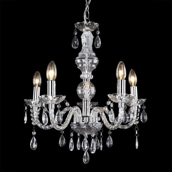 [lux.pro]® Elegantní lustr HT167322 – pětiramenné stropní svítidlo – 5 x E14 - chromový