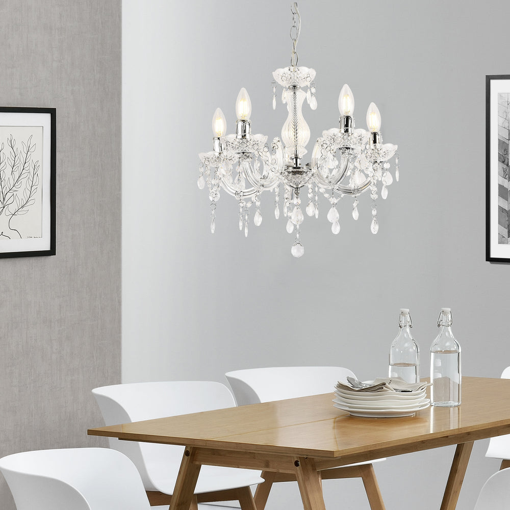 Kronleuchter Weimar 5x E14 Ø35 x 145 cm Kristall/Weiß lux.pro - premiumXL