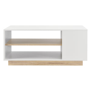 Konferenční stolek Trelleborg 100x60x46 cm s 2 policemi Bílá/Dub en.casa