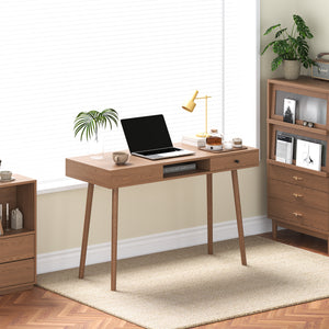Psací stůl Habo s odkládacím prostorem a zásuvkou 75x115x48 cm ořechový vzhled [en.casa]