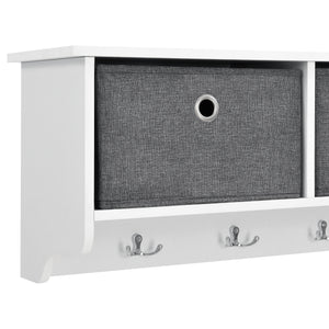 Nástěnná věšák Horsens s úložnými boxy 100x20x30cm Bílá/Šedá en.casa