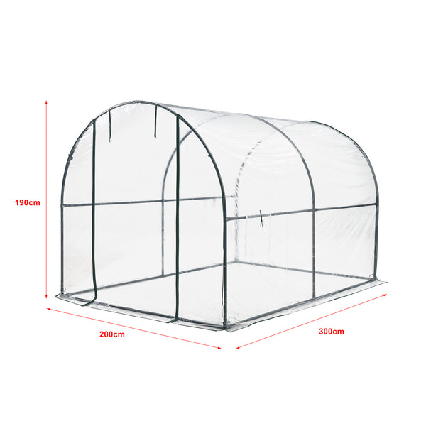 Skleníkový tunel Grünwald 200x300x190cm PVC transparentní [en.casa]