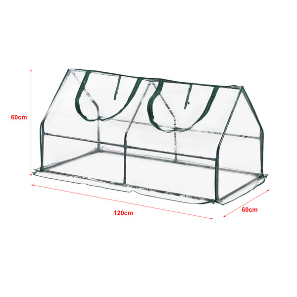 Mini skleník Laubach 120x60x60cm Transparentní PVC fólie [en.casa]