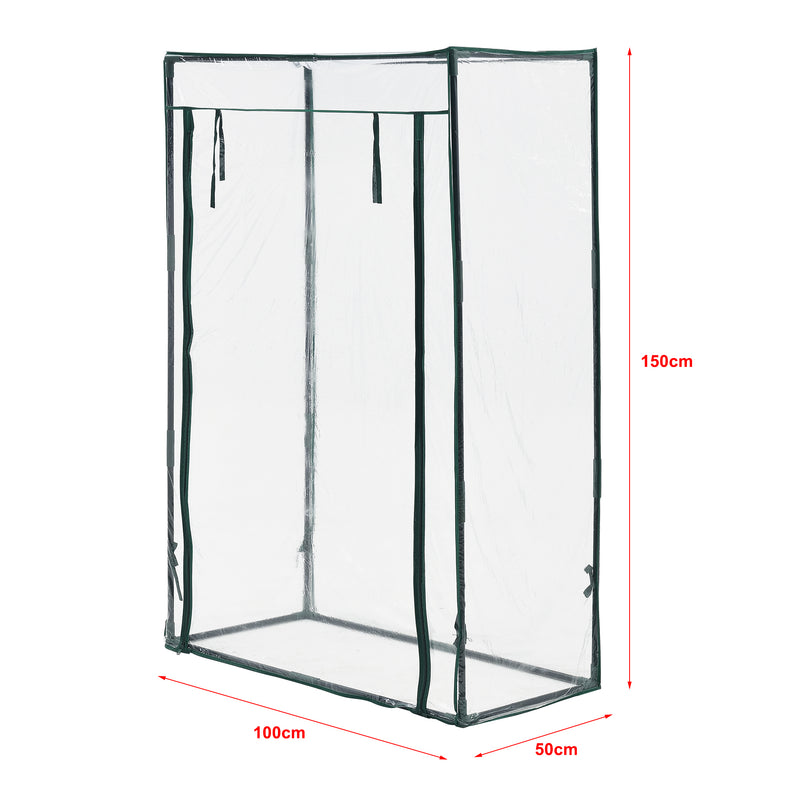 Maßskizze Skleník na rajčata Terzigno 100x50x150cm Transparentní [en.casa]