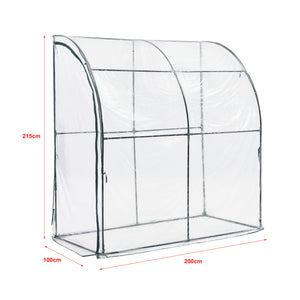 Závěsné skleníkové Juta 100x200x215cm PVC fólie transparentní [en.casa]