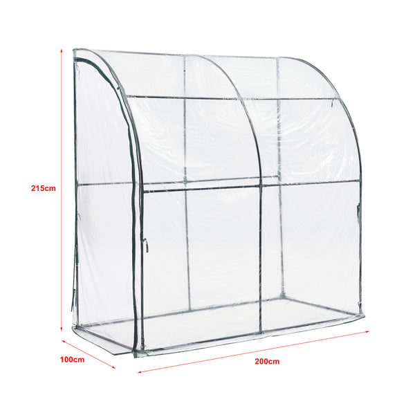 Závěsné skleníkové Juta 100x200x215cm PVC fólie transparentní [en.casa]