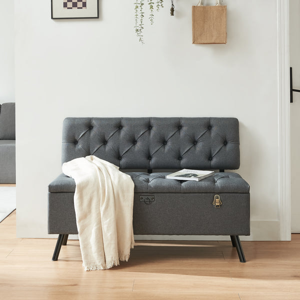 Sedací truhla Malmöhus 110x48x75cm Tmavě šedá [en.casa]