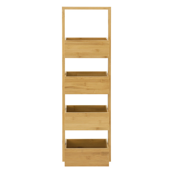 Koupelnový regál Bardu se 4 přihrádkami 28x16x88cm bambus [en.casa]