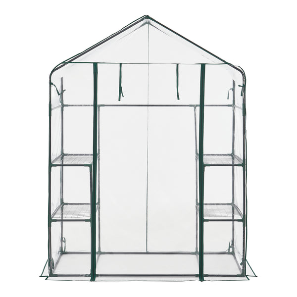 Skleník Hoorn s policemi 140x73x195cm Transparentní [en.casa]