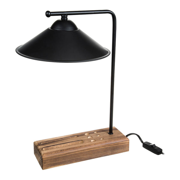 Stolní lampa Folkestone E27 Masivní dřevo Kov Černá / Dřevo [lux.pro]