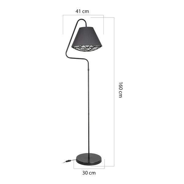 Stojací lampa Gateshead E27 kov textil černá / šedá [lux.pro]