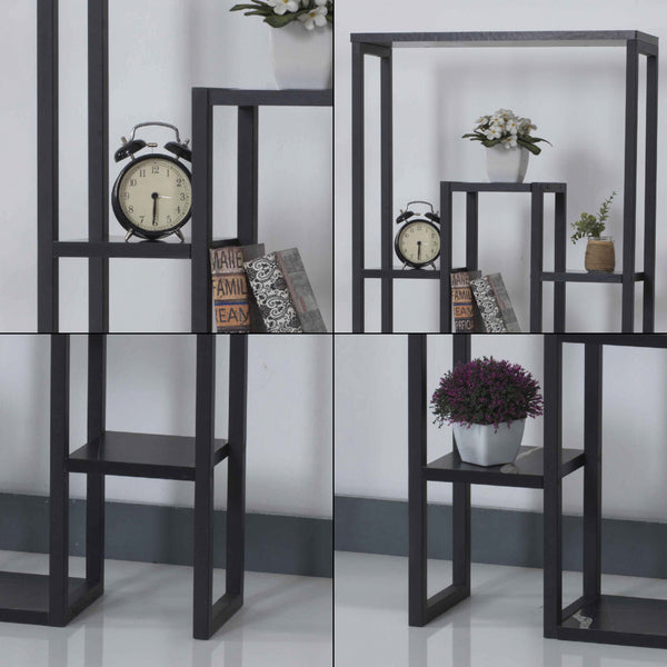 Rostlinný regál Blaavandshuk 150 x 60 x 19 cm Černá / Mramorový vzhled [en.casa]