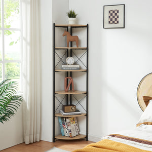 Rostlinný regál Ulfborg 6 polic 160x30x30 cm černý/dubový dekor [en.casa]