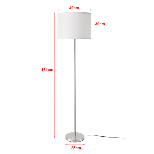 Stojací lampa Tamworth E27 stříbrná textilní [lux.pro]