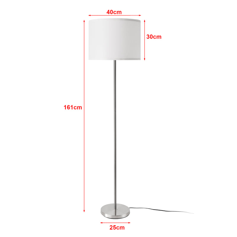 Maßskizze Stojací lampa Tamworth E27 stříbrná textilní [lux.pro]