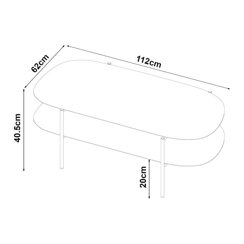 Maßskizze Konferenční stolek Enebakk 112x62x40,5 cm Černý, matný [en.casa]