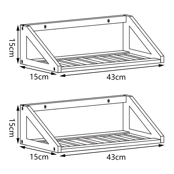 Nástěnná police Gjerdrum sada 2 ks 43x15x15cm bambus [en.casa]