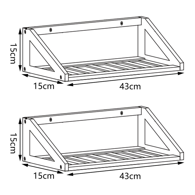 Maßskizze Nástěnná police Gjerdrum sada 2 ks 43x15x15cm bambus [en.casa]