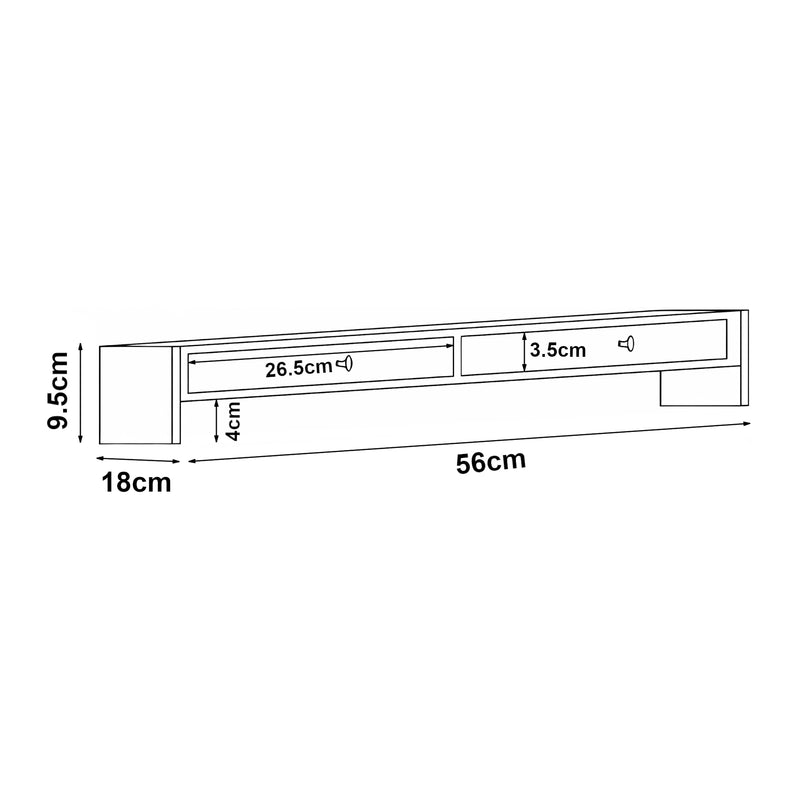 Maßskizze Stojan na monitor Hallstahammar 56x18x9,5 cm bambus [en.casa]