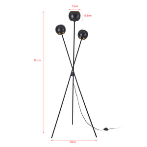 Stojací lampa Nykvarn 3-plamenná Černá / Zlatá barva [lux.pro]