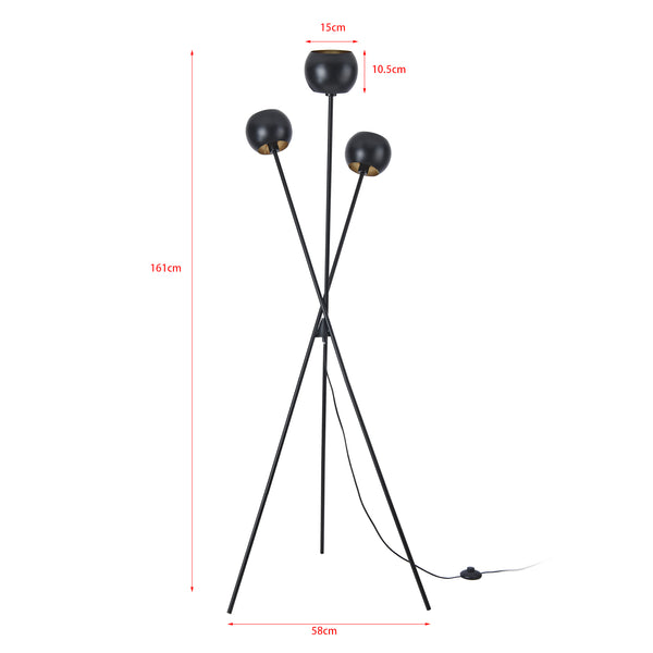 Stojací lampa Nykvarn 3-plamenná Černá / Zlatá barva [lux.pro]
