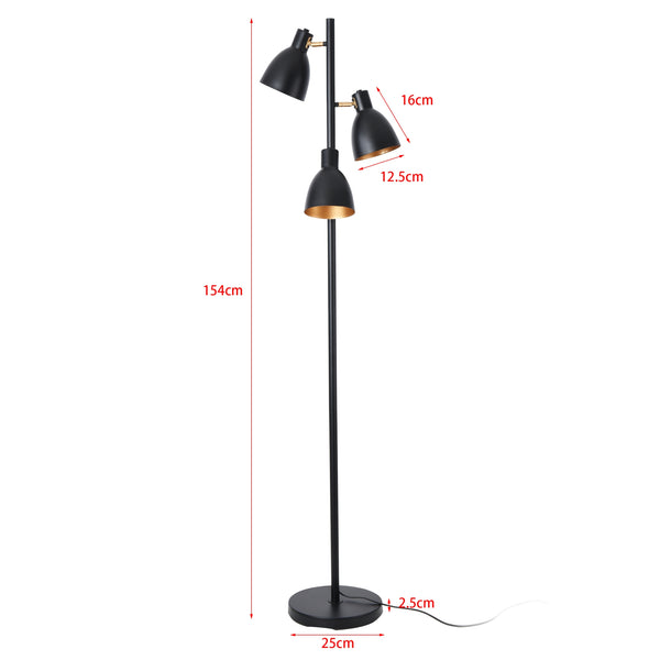 Stojací lampa Witney 3-plamenná Černá / Zlatá barva [lux.pro]