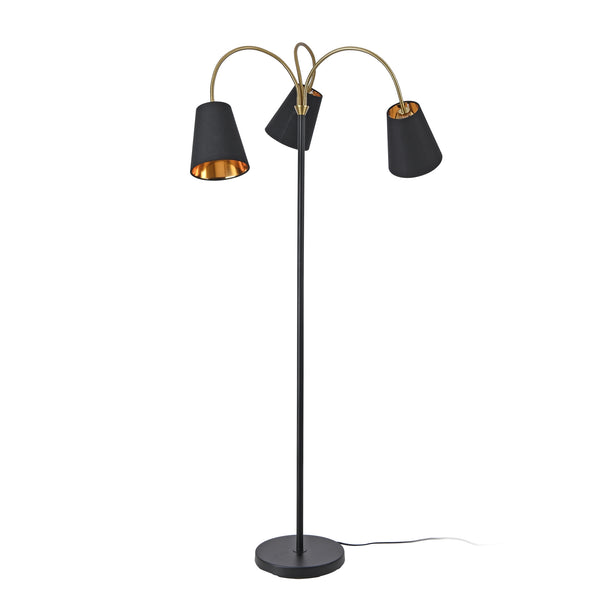 Stojací lampa Wycombe 3-plamenná Černá / Zlatá barva [lux.pro]
