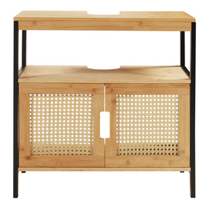 Skříňka pod umyvadlo Tervola 60x60x35 cm Černá/Bambus [en.casa]