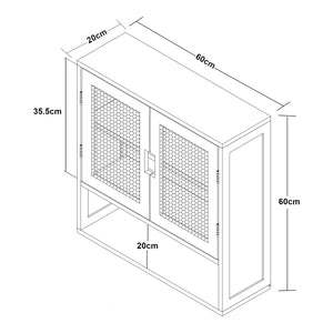 Závěsná skříňka Bad Tervola 60x60x20 cm Černá/Bambus [en.casa]