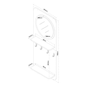 Garderobní panel Helsinge se zrcadlem 140x60x16 cm [en.casa]