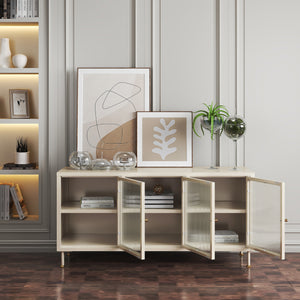 TV skříň Lindau ocel 120x40x59 cm krémově bílá [en.casa]