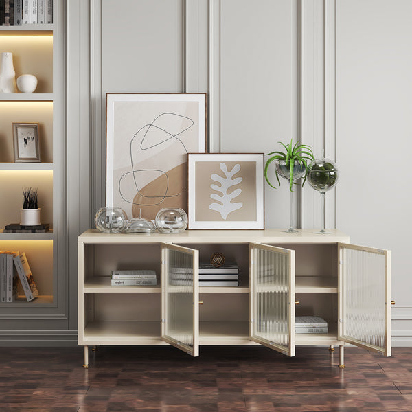 TV skříň Lindau ocel 120x40x59 cm krémově bílá [en.casa]