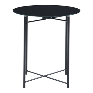 Odkládací stolek Ödeshög s skleněnou deskou 45xØ42cm Černý [en.casa]