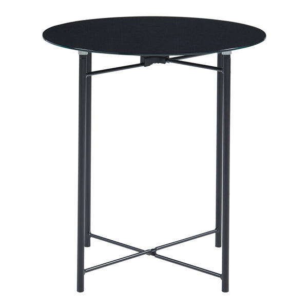 Odkládací stolek Ödeshög s skleněnou deskou 45xØ42cm Černý [en.casa]