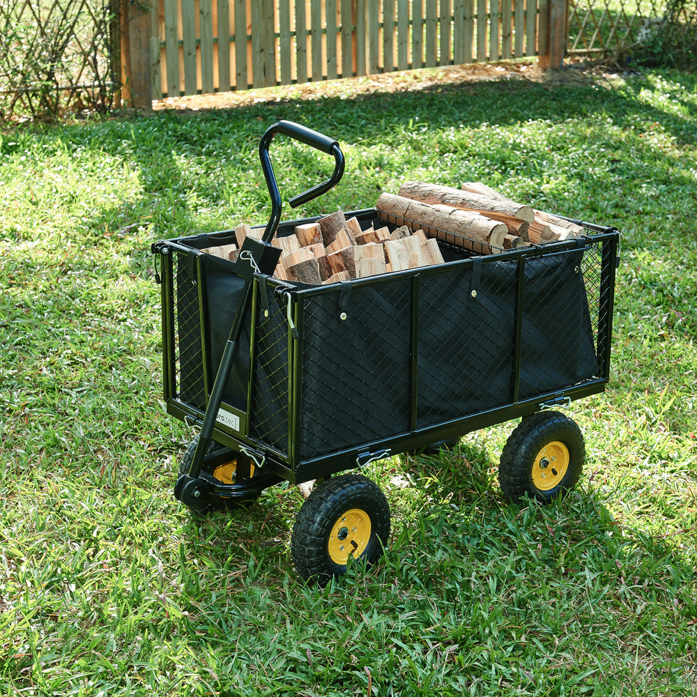 Bollerwagen Corropoli 112x51 cm max. 550kg Černá/Žlutá [pro.tec]