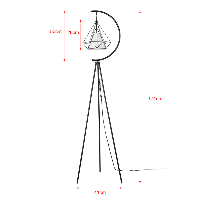 Maßskizze Stojací lampa Austell kov 171 cm černá/bílá [lux.pro]